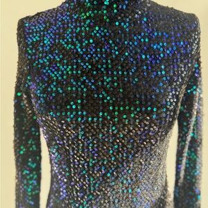 Rehab Black and Blue Sequin Mini Dress
